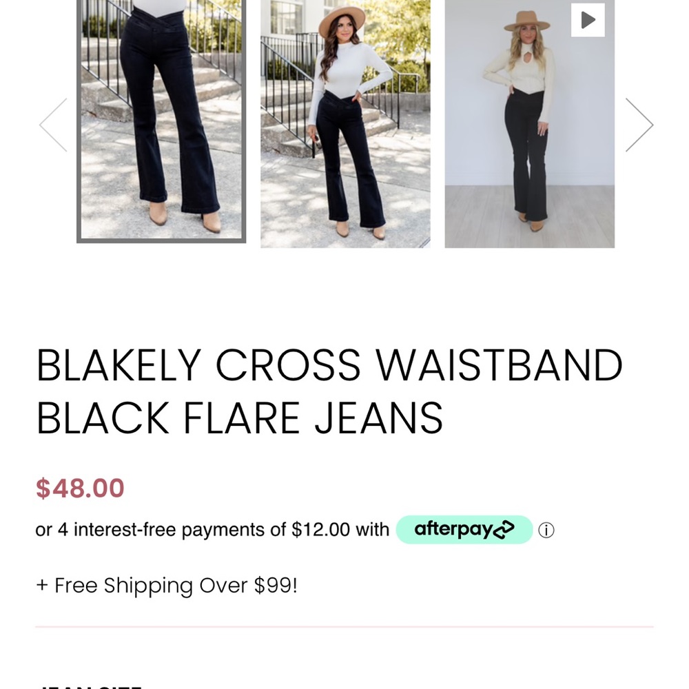BLAKELY CROSS WAISTBAND BLACK FLARE JEANS